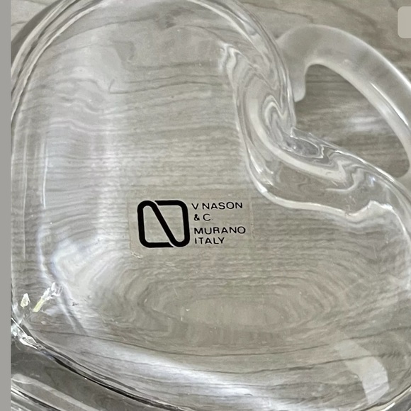 V Nason & Co. Murano Italy Crystal Heart Dish - Picture 6 of 6